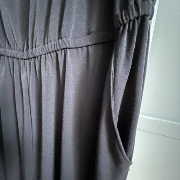 BNWT BOLD ELEMENTS black jumpsuit gold chain neckline (L) POCKETS - Picture 5 of 8